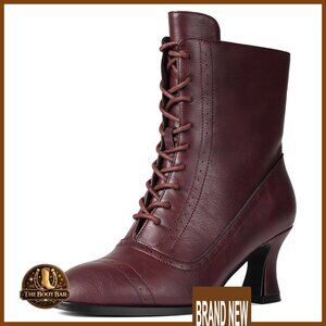 Victorian Ankle Boots Retro Chunky Heel Witch Pirate Renaissance Costume Shoes